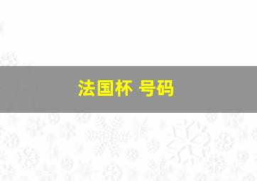 法国杯 号码